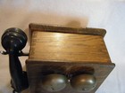      Antique Leich Telephone Crank Oak Wall Phone For Parts repair Contents 3pt8