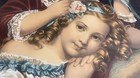 Rare 20x28 Antique 1800s French Hand Painted Mother Child Portrait Stamped Paris