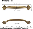 Vintage Solid Brass Pulls  Antique Copper rustic Barn Door Grab Handles kitchen
