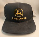 John Deere Black Mesh Trucker Hat Nos Vintage Snapback 
