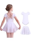  Long Sleeve Dance Ballet Leotards For Girls 8-10 Years White Short Sleeve