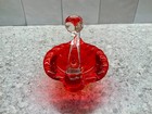 Vintage Bright Orange red Glass Swan Trinket  Candy Dish