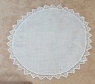 Pair Antique Handmade White Linen With Tatting Point Edge 7 5  D Doilies Shabby 