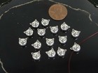 15 Antique Silver Pewter Cat Head Face Bead Kitty Pet Animal 2 Sided 8mm