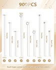 900 Pcs Eye Pins And Flat Head Pins For Jewelry Making  Metal Eyepins  Headpins