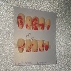 Medium Short Coffin Press-on Nails Beige Red Matte Abstract Full Cover Set