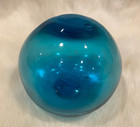 Vintage Japanese Fishing Buoy Glass Ball Float Nautical 3  Aqua Blue Japan Heavy