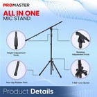 Black Promaster Tripod Microphone Stand Adjustable Gooseneck Boom Arm Studio