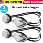 2 Pack Swimming Goggles Comfortable Adult Anti Fog Uv Protection Swim Glasses