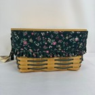 Peterboro Basket Co Woven Basket With Wood Lid Floral Fabric Liner Handle Picnic