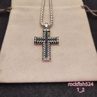 New davldyrumansterling silver white diamond Large Chevron Cross 23  Necklace
