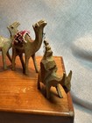 4pc 1940-vintage Antique Wood Hand-carved Wooden Camels Donkey   Rider Set