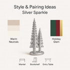 Sparkle Pine Trees  7  Resin Tabletop Figurine Double Glitter Trees On One Base