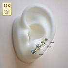 14k Real Solid Gold Round Cubic Zirconia Basic Stud Earrings Tragus Men Women