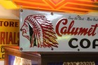 Rare Calumet Chief Coal Dealer Porcelain Metal Sign Minning Anthracite Indian