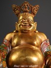 15 3  Tibet Pure Bronze Gilt Cloisonne Enamel Happy Laugh Maitreya Buddha Statue