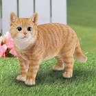 Realistic Orange Tabby Cat Kitten Garden Statue Figurine Sculpture Home Decor