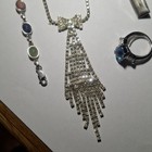 Antique Vintage Jewelry Lot Necklace Ring Charm Gold   Silver Tone Earrings 