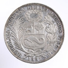 1885 Unc Peru 1 Sol Silver Coin  cleaned 