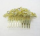 Gold Rhinestone Crystal Fancy  Floral Leafy Hair Comb Wedding Prom Formal   3839