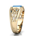 Blue Topaz Emerald Cut With 14k Yellow Gold Ring For Men s  28  