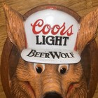 Vtg 1987 Coors Light Beer Wolf Sign 3d Pub Bar Man Cave Pool Wall Plaque Brewery