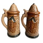 Vintage Ceramic Beer Stein Salt And Pepper Shakers With Handles