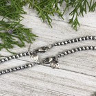 Real 925 4mm Oxidized Sterling Silver Bead Necklace Classic Western Southwest P