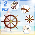 2 Pcs Ship Wheel Wall Decor Halloween Pirate Party Decorations Thin Flat Wooden
