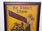 Vintage Schnapps Tobacco Cardboard Sign Framed