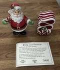 Nib Fitz And Floyd Pepperment Santa Salt   Pepper Shakers