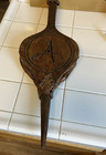 Antique 24  1800s Wood   Leather Fireplace Bellows Hand Carved W copper Nozzle