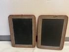 Antique Wooden-framed Slate Chalkboard W  Woven Fabric Trim  Double-sided