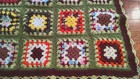 Vintage Hand Crocheted Granny Square Afghan Blanket Cottagecore Throw 66  X 46 