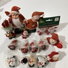 Vintage Flocked Santa Claus   Mrs Claus Bear Christmas Ornament Hugger Lot Of 14