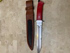 Sj Forged  r w loveless Design Beautiful Knife Red Handle   Beautiful Sheath