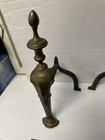Vintage Brass Fireplace Andirons Fire Dogs Unique Small Compact Size