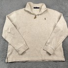 Polo Ralph Lauren Pullover Mens Medium Beige 1 4 Zip Sweater Pony Logo Casual