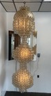 Vintage Capiz Shell Light  Mid Century 3 Tier Chandelier  6 Ft Long  Corded