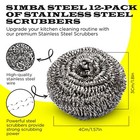 12 Pcs Stainless Steel Scourer  Scrubber For Cleaning Pots  Dishes  Ovens  Grill