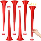 6 Pcs Stadium Horn For Adult  21 Inch Vuvuzela Plastic Collapsible Cheering Red