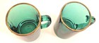 Vintage Glass Coffee Cup Mug Green Gold Rim Set Of 2