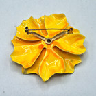 Vintage Retro Yellow Enamel Metal Flower Brooch Pin Large 2 5 