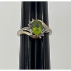 Vintage  925 Sterling Silver And 10k Yellow Gold Diamond Peridot Ring Size 7 5