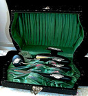 Antique Royal Artistic Art Nouveau Silver Ebony Satin Travel Manicure Boxed Set
