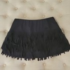 Lucky In Love Fringe Tennis Skirt Skort Shorts Size M Medium Black Fun 