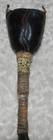 Early Navajo Hide Rattle-incised And Painted Red  Blue With Lighting   Rainbows
