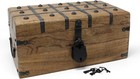 Treasure Chest Wooden Box With Antique Iron Lock And Skeleton Key Large 14 5x   