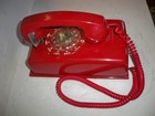 Vintage Bell Systems Red Rotary Wall Telephone W  Wall Plate
