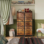 5 Drawer Tall Bedroom Dresser Fabric Chest Of Drawers Clothes Storage Wood Top 